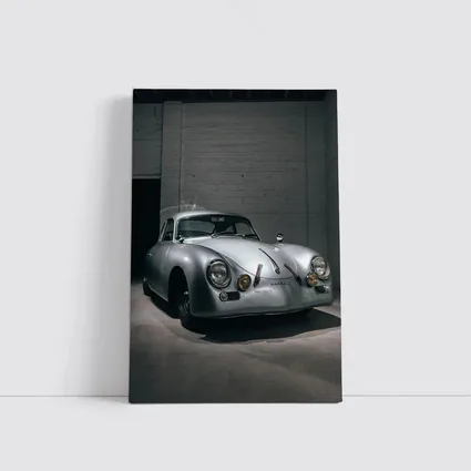 Porsche 356 Silver Classic Car Dark Garage