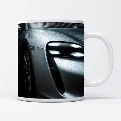 Porsche Taycan Front Close Up Rain Drops