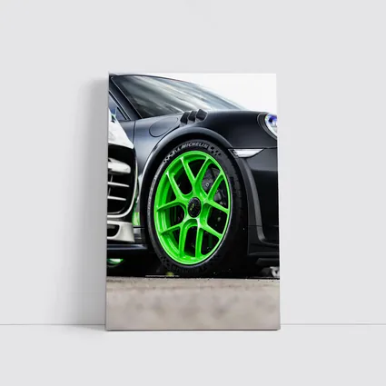 Porsche 911 Neon Green Wheels Track Detail