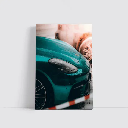 Teal Porsche Cayman At Snowy Car Wash