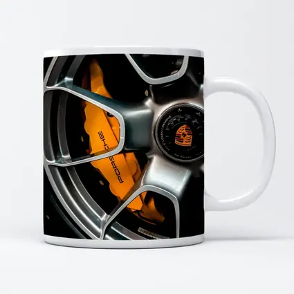 Porsche Orange Brake Caliper Silver Wheel