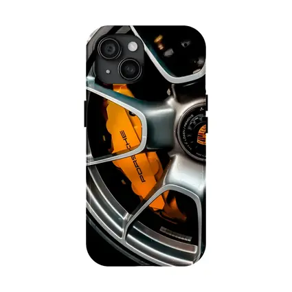 Porsche Orange Brake Caliper Silver Wheel
