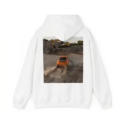 Orange Porsche 911 Drifting Dusty Gravel Quarry