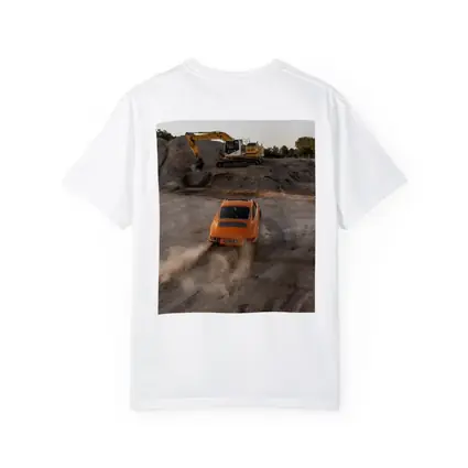 Orange Porsche 911 Drifting Dusty Gravel Quarry