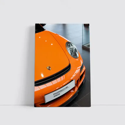 Porsche 911 Orange Front Dealership Interior