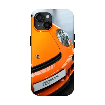 Porsche 911 Orange Front Dealership Interior