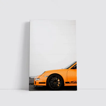 Orange Porsche GT3 Against White Wall