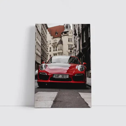 Red Porsche 911 Prague City Street