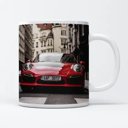 Red Porsche 911 Prague City Street