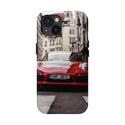 Red Porsche 911 Prague City Street