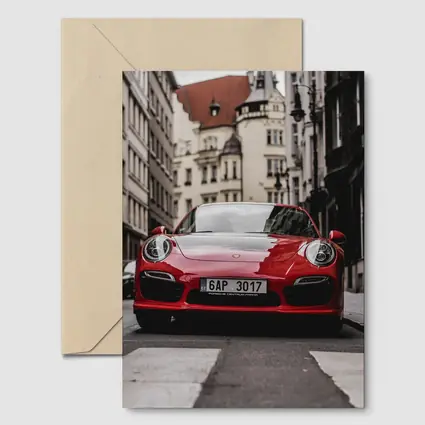 Red Porsche 911 Prague City Street