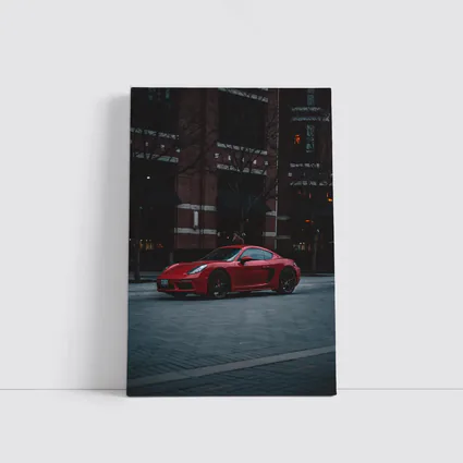 Red Porsche Cayman Urban Street Night