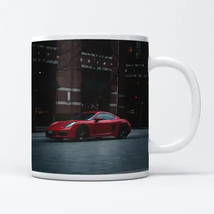 Red Porsche Cayman Urban Street Night