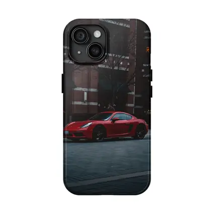 Red Porsche Cayman Urban Street Night