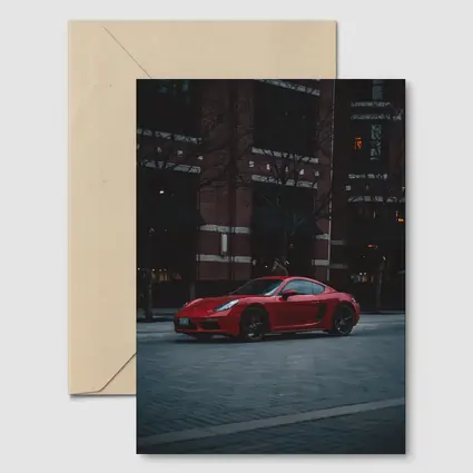 Red Porsche Cayman Urban Street Night