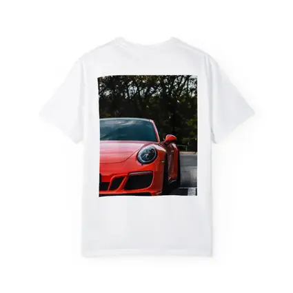 Red Porsche 911 Parked Street Trees