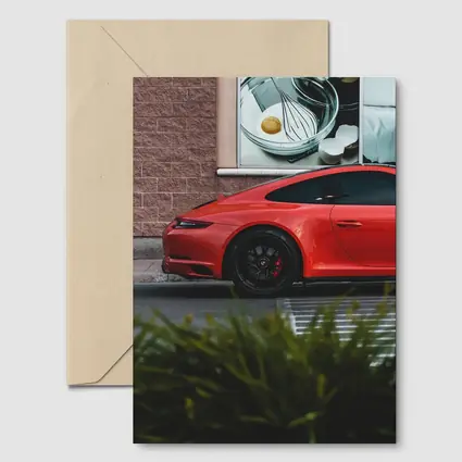 Red Porsche 911 Parked Urban Street Scene
