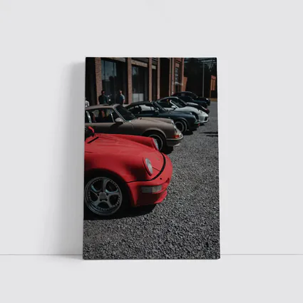 Porsche 911 Fleet Parked Urban Gravel Lot