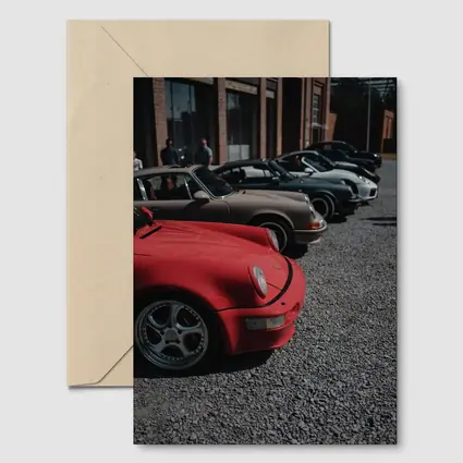 Porsche 911 Fleet Parked Urban Gravel Lot