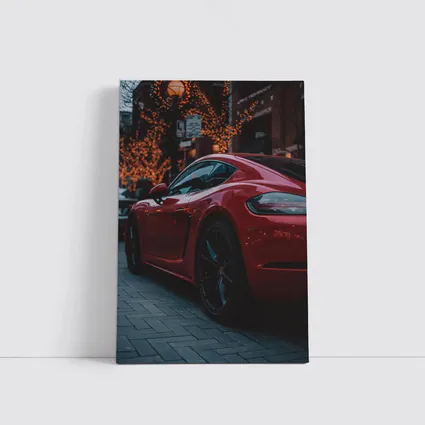 Red Porsche Cayman City Street Night