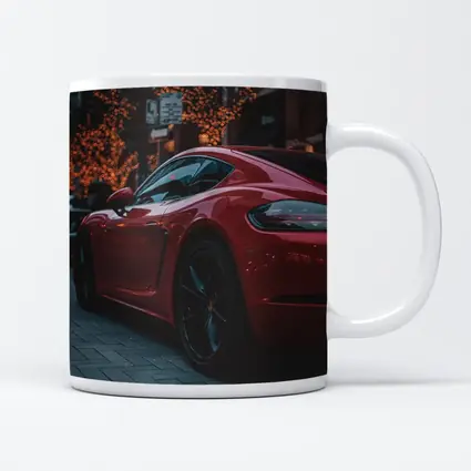 Red Porsche Cayman City Street Night