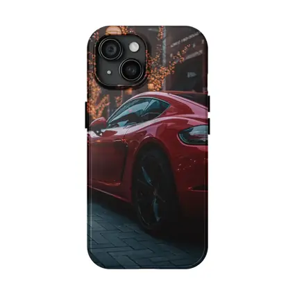 Red Porsche Cayman City Street Night
