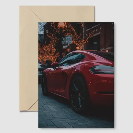 Red Porsche Cayman City Street Night