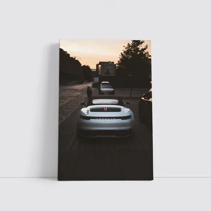 Porsche 911 Rear View Sunset Street
