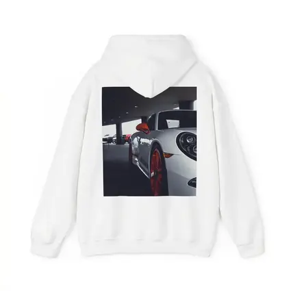 Porsche 911 White Red Wheels Parking Garage