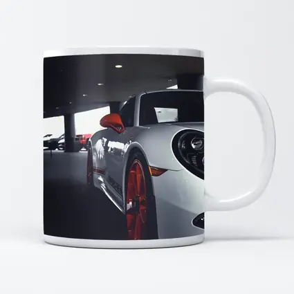 Porsche 911 White Red Wheels Parking Garage