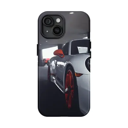 Porsche 911 White Red Wheels Parking Garage