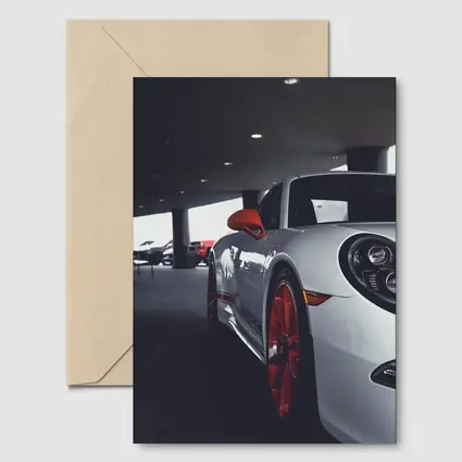 Porsche 911 White Red Wheels Parking Garage