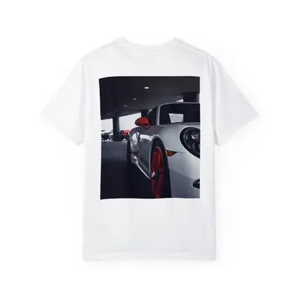 Porsche 911 White Red Wheels Parking Garage