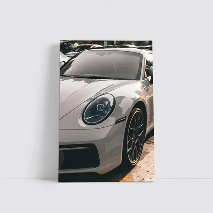 Porsche 911 Silver Sports Car Close Up