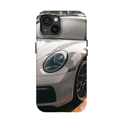Porsche 911 Silver Sports Car Close Up