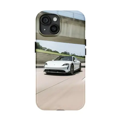 Porsche Taycan White on Open Highway