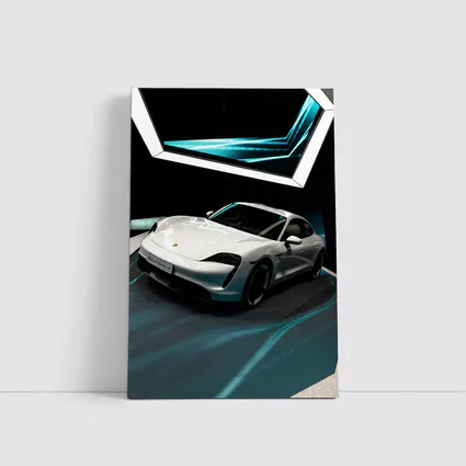 Porsche Taycan White Neon Tunnel Art