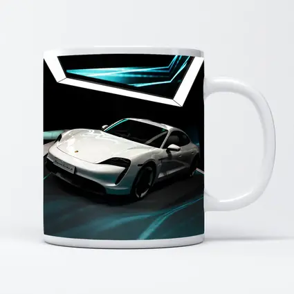 Porsche Taycan White Neon Tunnel Art