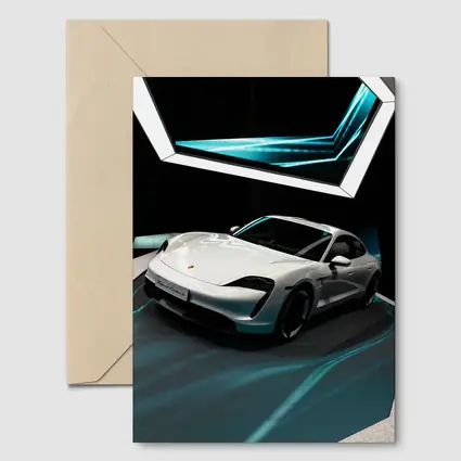 Porsche Taycan White Neon Tunnel Art