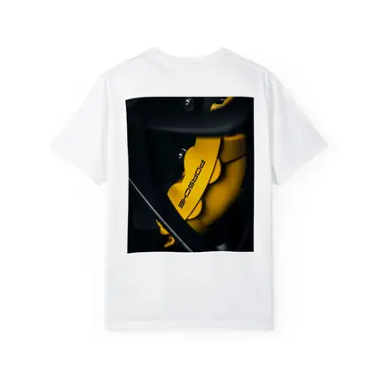 Porsche Yellow Brake Caliper Dark Background