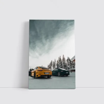 Porsche 911 Yellow Green Snow Winter