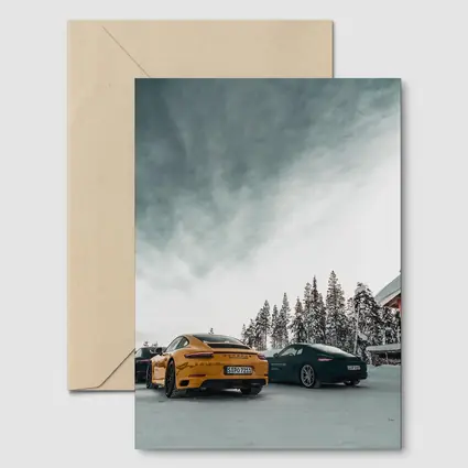 Porsche 911 Yellow Green Snow Winter