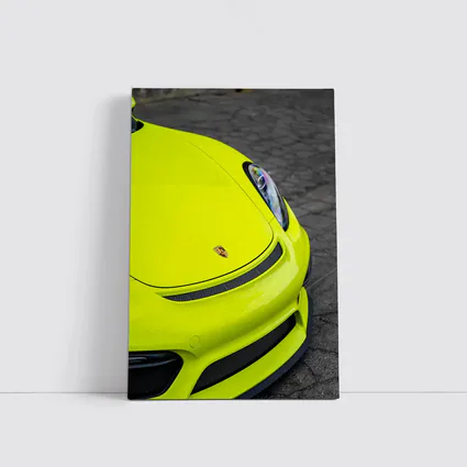 Porsche Cayman Acid Green Front Close Up
