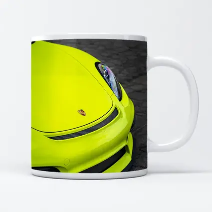 Porsche Cayman Acid Green Front Close Up