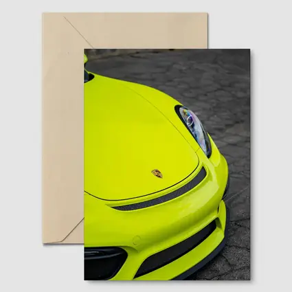 Porsche Cayman Acid Green Front Close Up
