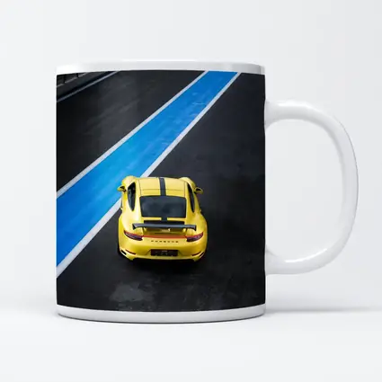 Porsche 911 Yellow Racing Track Aerial View