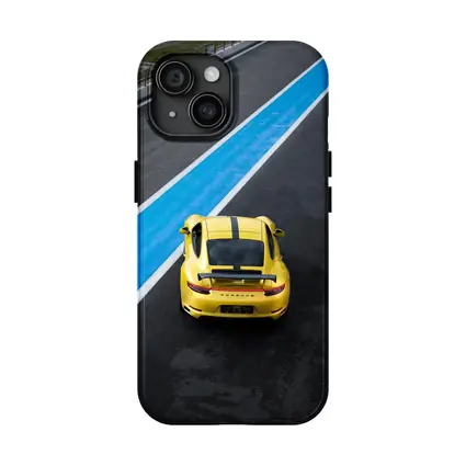 Porsche 911 Yellow Racing Track Aerial View