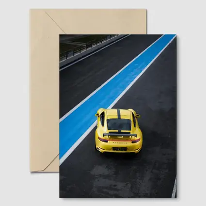 Porsche 911 Yellow Racing Track Aerial View