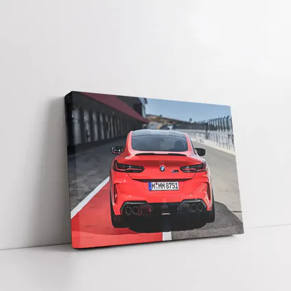 BMW M8 Red Rear View Race Track