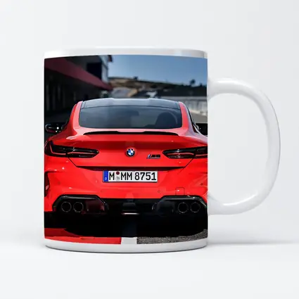 BMW M8 Red Rear View Race Track